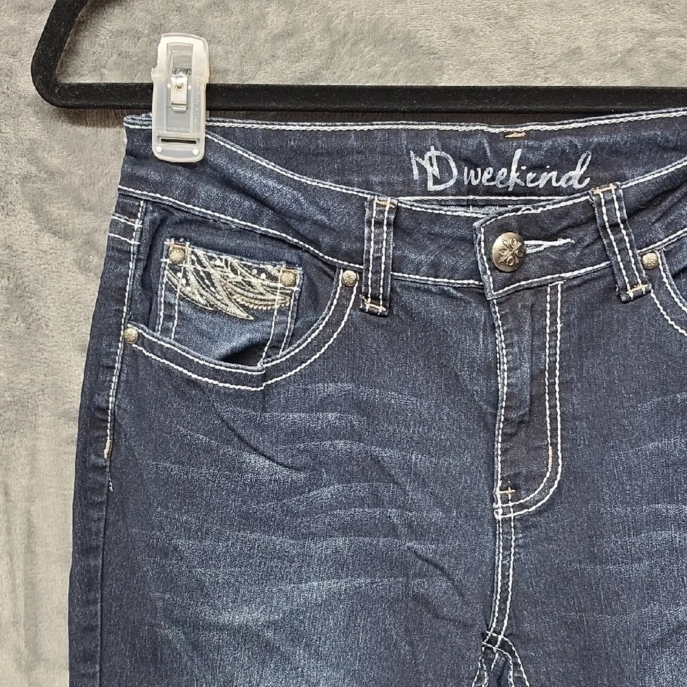 new directions Indigo Bootcut Jeans with White Stitching